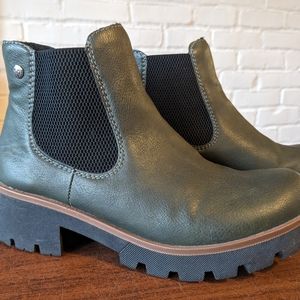 Women's Forest green Rieker "Amalia" Chelsea ankle boots, pull-on style